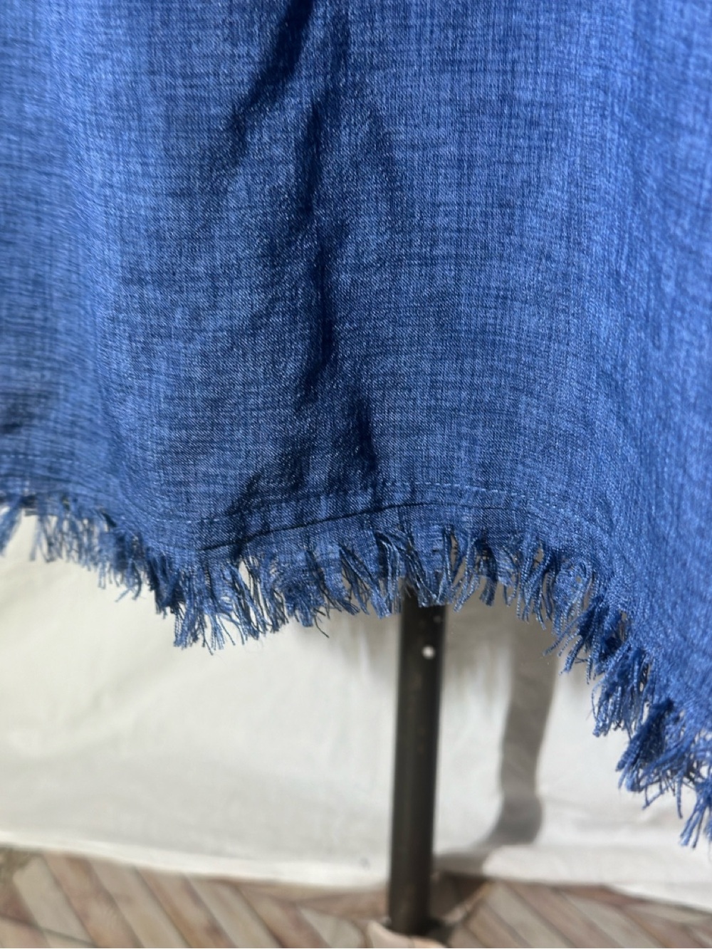 Umgee Blue Chambray Paper Bag Waist Midi Fringe Hem Skirt Boho Size Medium - Picture 2 of 8
